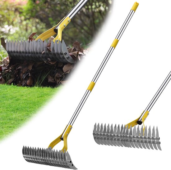 gazonhark met 114 cm verstelbare lange handgreep, robuuste tuingrijper, multifunctionele gazonkam voor wieden, bemesten, schoonmaken van dode gras