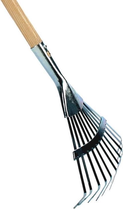 Gazonhark met houten steel - 75 cm - mini bladhark -Tuinartikelen van GAZ