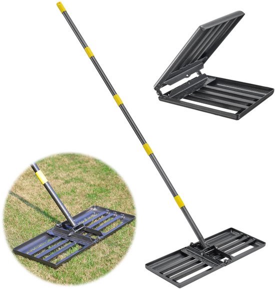 Gazonhark met steel - Opvouwbaar - Robuust - Hoogwaardig metaal - 68 x 25 cm - Gladde randen - Grashark