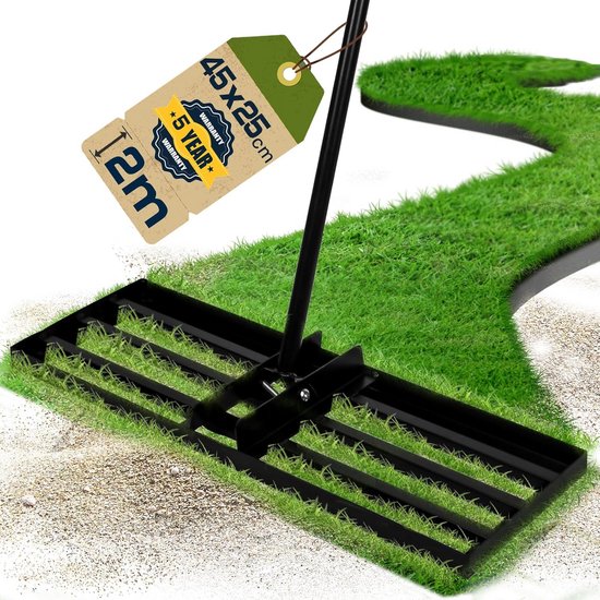 Gazonhark met Verstelbare Metalen Steel (45x25cm) - Egaliseren & Egaliseren Gereedschap Tuin van Merkloos	