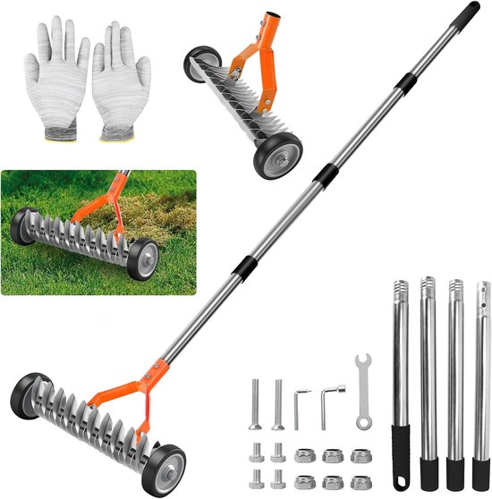 Gazonhark met wielen voor strobezem, 32 cm werkbreedte (oranje, 1,7