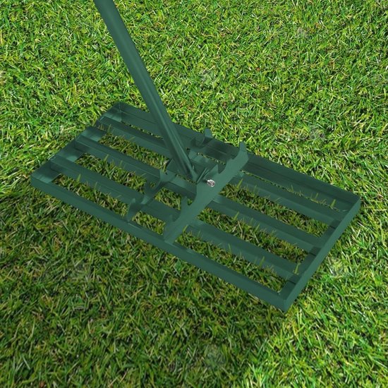 Gazonhark - Nivelleerhark Tuinhark - Gazon Egaliseren - Verstelbare Lengte - 25 x 50 cm - Groen van Merkloos	