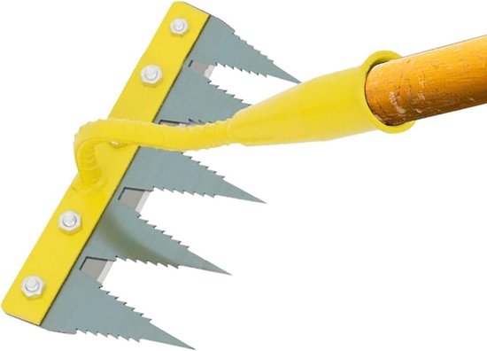 Gazonhark - Onkruidsteker - Tuinonderhoud - Verdikt metaal - 15 cm breed - Geel/Zilver