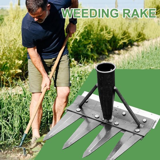 Gazonhark - Tuingereedschap - Onkruid Verwijderen - Koolstofstaal - 4 Tanden - Metaal