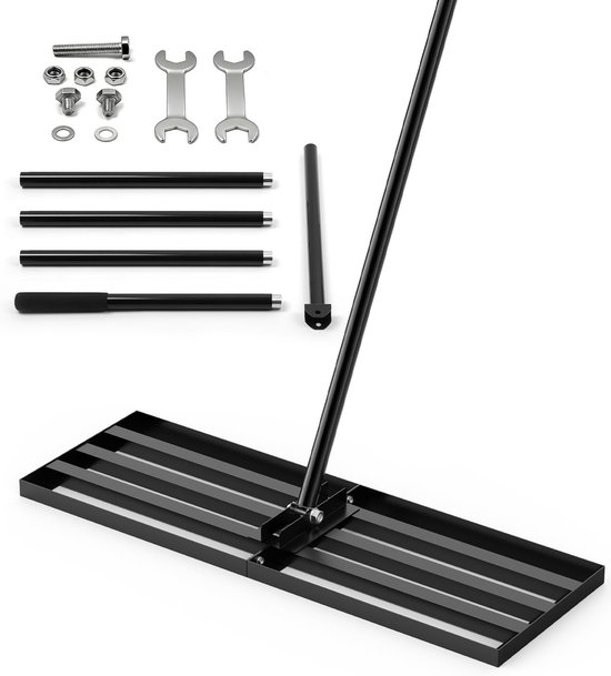 Gazonhark - Tuinhark Leveler - Gras Egaliseren - Robuust Metalen Frame - 204 cm Lengte - Zwart van Merkloos	