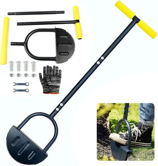 Gazonkantsteker met Steel en Wortelzaag - 107 cm T-Greep Tuinrand Snijder van Merkloos	