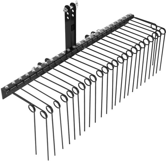 Gazonmaaierhark 150 cm met 26 Veertanden, Gazonbeluchter Geschikt voor Tractoren Categorie 1, Verticuteermachine met Driepuntsophanging, Tractoraccessoire voor Het Verzamelen van Bladeren en Dennennaalden