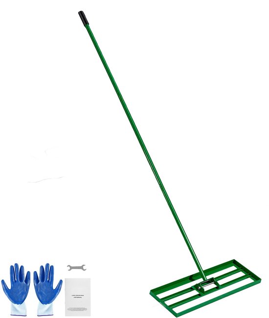 Gazonnivelleerhark - Gazonegalisator - Werkbreedte 75,8 x 25,4 cm - Stalen Steel 198 cm - Inclusief Tuinhandschoenen - Voor Tuin, Golfbaan en Landbouw