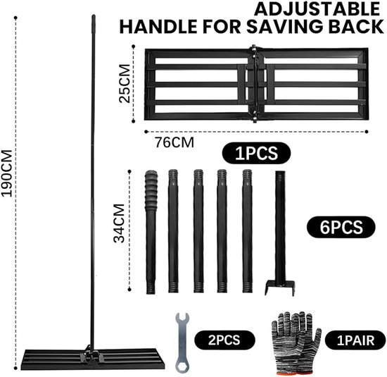 Gazonnivelleringshark - Voor een vlak gazon - 1 stuk - 76 x 25 cm van Merkloos	
