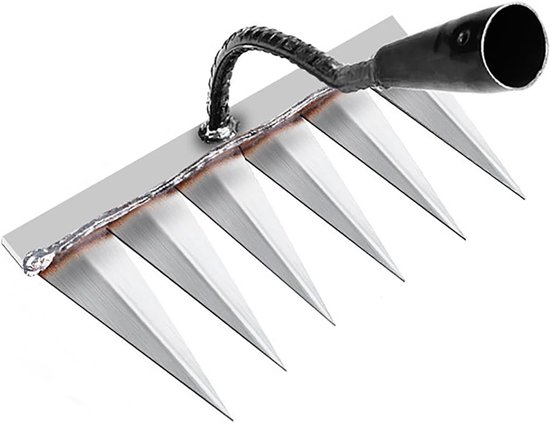 Gazonrakel - 6 Tands Staal - Metalen Koolstofstalen Tuinhark Zonder Steel - Voor Tuinieren, Wieden en Losmaken