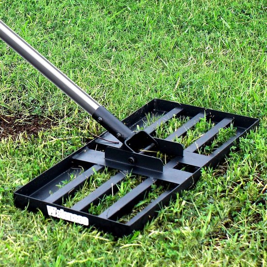 Gazonrakel - 6,5 ft - 17 x 10 inch - Roestvrij Stalen Handgreep - Heavy Duty Tuinnivelleerhark voor Tuin en Gazon