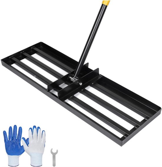 Gazonrakel 75 x 26 x 157 cm – Roestvrijstalen Gazonschep & Nivelleringshaker – Leveler Voor Binnenplaats, Tuin, Golfbaan, Vlakvlak & Gazonhark