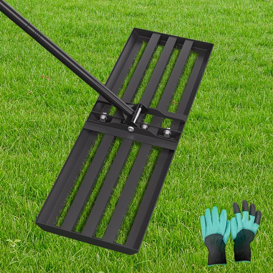 Gazonrakel Handkrik 75×25 cm met Handschoenen – Gazon Egaliseerhark van Merkloos	