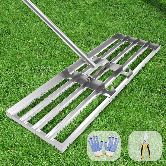 Gazonrakel - Roestvrijstaal - 76 x 25 cm - Professionele gazonnivelleringshark voor tuin en gazononderhoud