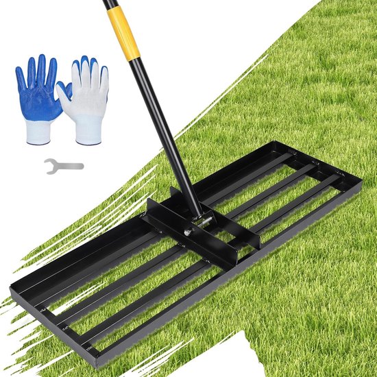 Gazonrakel - RVS - 75 x 75 x 182 cm - Roestvrijstalen Nivelleringshark voor Tuin en Gazon