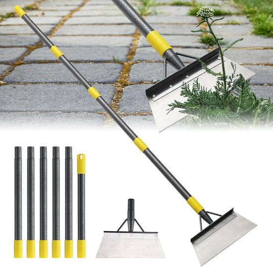 Gazonrakel - Zilver - 165 cm - Roestvrijstalen Multifunctionele Tuinschep met Verstelbare Steel - Voor Tuinonderhoud