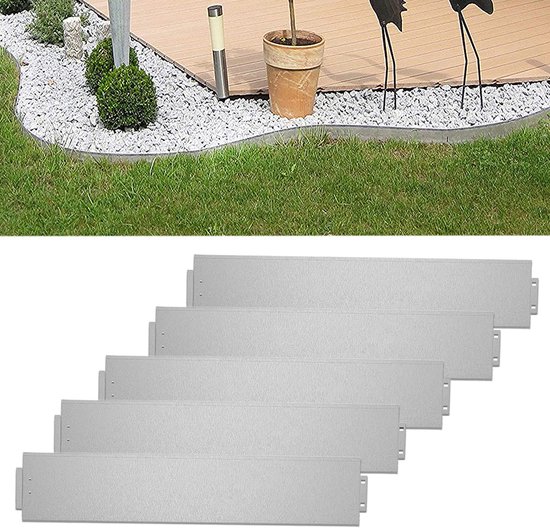 Gazonrand Metal 25 m - Hoge Kwaliteit Galvaniseerd, 15 cm Hoog, 25 Stuks