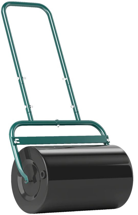 Gazonroller - Handige Gazonwals met Handvat - Tuinroller - Tuinwals - Handwals - 38L Water / 62kg Zandvulling - Grasroller - Gazonwals - met U-greep - voor tuin, gras en achtertuinen - Ø32 cm - Staal - Donkergroen van Merkloos	