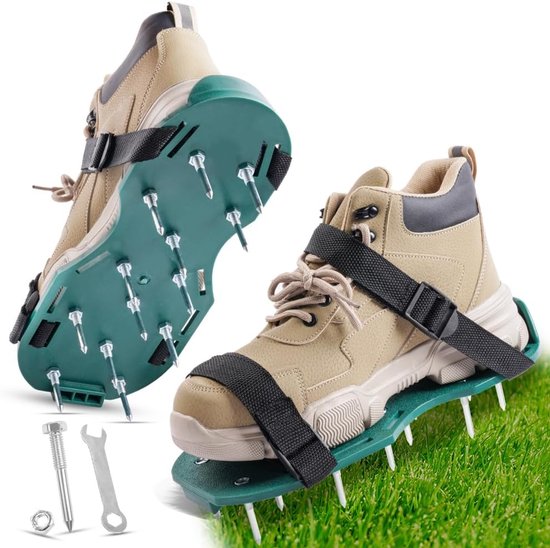 Gazonschoenen met spikes, 42 mm verstelbare band, beluchtingsschoenen voor gazonschoenen, beluchtingssandalen voor gazons, beluchtingsschoenen voor gazons, groen van Merkloos	