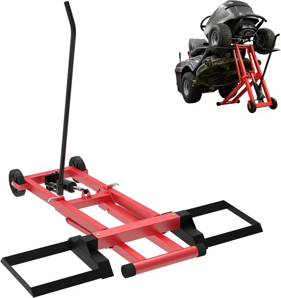 Gazontractorlift - Zitmaaierkrik Onderhoudslift - Onderhoud en Reparatie - 3-traps Hefhoogte - Tot 227 kg - Zwart Rood