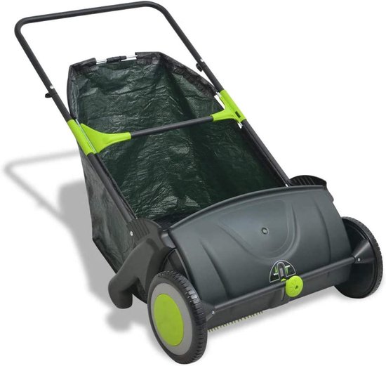 Gazonveegmachine Opvangwagen - Bladverzamelaar Tuin - Gazon Onderhouden - Verstelbare Hoogte - 103 Liter - Zwart Groen