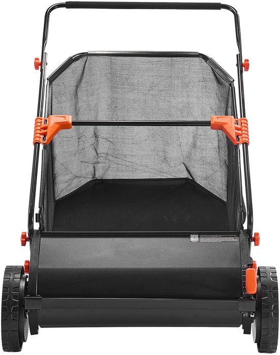 Gazonveger, 66 cm Werkbreedte, met Opvangbak van 198 liter en Verstelbare Borstelhoogte, Ideaal voor het Verzamelen van Bladeren en Gras, Voorzien van Rubberen Wielen voor Soepel Gebruik