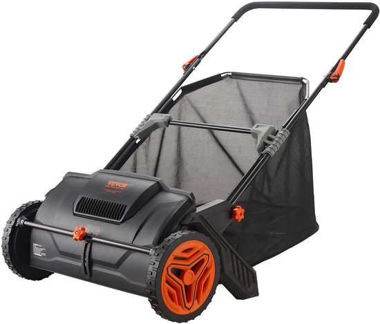 Gazonveger - Bladverzamelaar - Kunstgras borstelmachine - Duwmodel - Tuinruimer - Gazonveger Kunstgras - 53 cm Werkbreedte - 100 Liter Opvangbak - Zwart van VONROC
