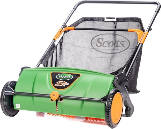 Gazonveger - Duwveger - Buiten reinigen - Draaibare hark borstels - 26 inch breed - Zwart/Groen van Merkloos	