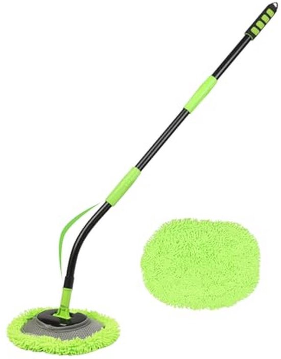 Gebogen Autowasborstel met Lange Steel en Stevige Metalen Pol van Merkloos	