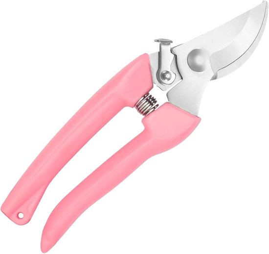 Gebogen tuinschaar – Tuingereedschap voor het knippen van bloemen, snoeien van planten en oogsten van fruit (roze)