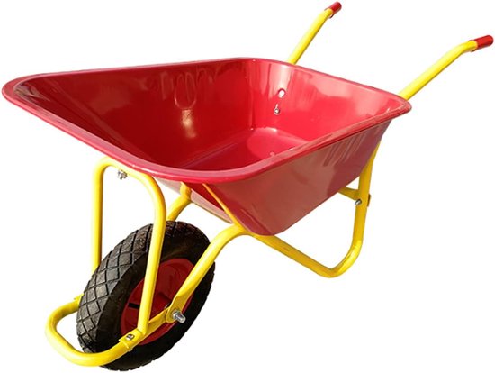 Gegalvaniseerde Kruiwagen - Heavy Duty Bak - Tuin en Klussen - Massief Rubberen Wiel - 138cm Lengte - Zwart van Merkloos	