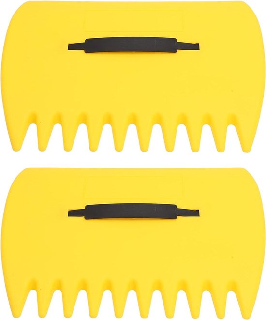 Gekartelde Handhark - Bladgrijpers - Tuinafval Verzamelen - Verstelbare Riemen - 38 x 27 x 3 cm - Geel