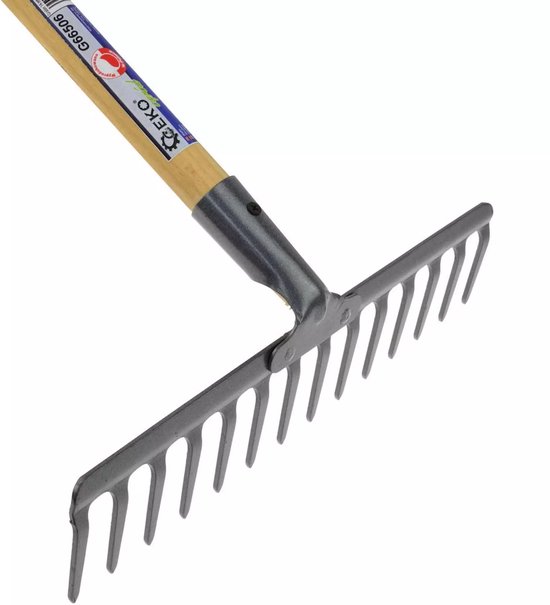 GEKO 14-tands hark - Houten steel - Geschikt voor tuinwerk en bladeren verzamelen van GEKO