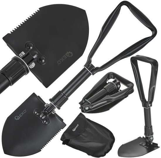 GEKO 2-in-1 opvouwbare survival schep - compact - verstelbaar - zwart van Geko