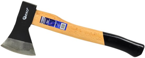 GEKO Bijl met houten handvat - antislip grip - gehard koolstofstaal - 600g van Geko