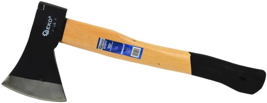 GEKO Bijl met houten handvat - antislip grip - hoogwaardig koolstofstaal - 800g - 38 cm van Geko