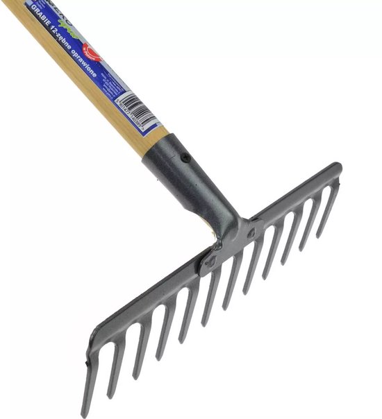 GEKO Hark met 12 Tanden en Houten Steel - Ergonomisch Ontwerp - Duurzaam en Comfortabel Gebruik