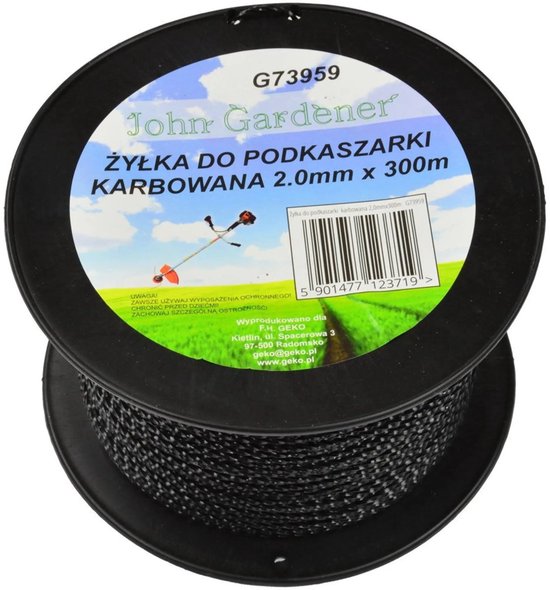 GEKO Nylon maaidraad - geribbeld - 2.0mm dik - 300m lang - hoge slijtvastheid van Geko