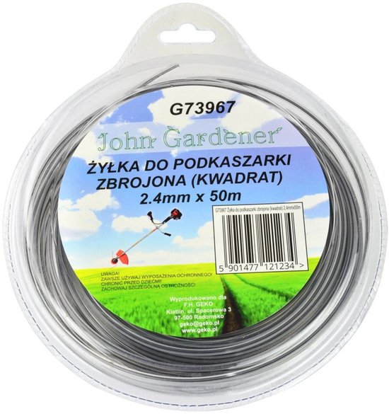 GEKO Nylon trimmerdraad - vierkant - 2,4 mm x 50 m - slijtvast en duurzaam van Geko