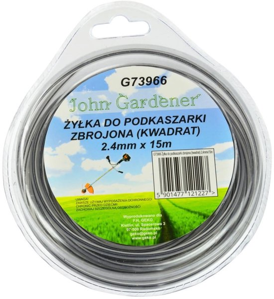GEKO Nylon trimmerlijn - vierkant - 2,4 mm x 15 m - versterkt - slijtvast van GEKO