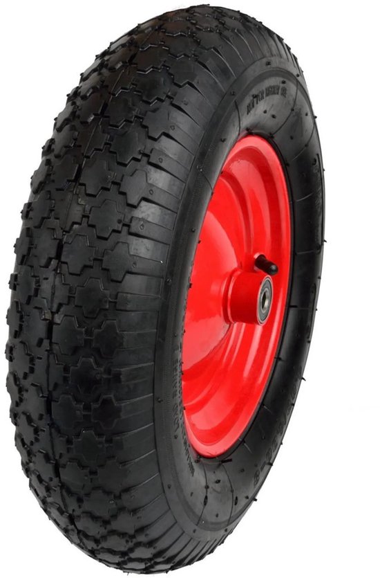 GEKO Rubberwiel - 100 kg draagkracht - Rode velg - Voor kruiwagens en karren van Merkloos	