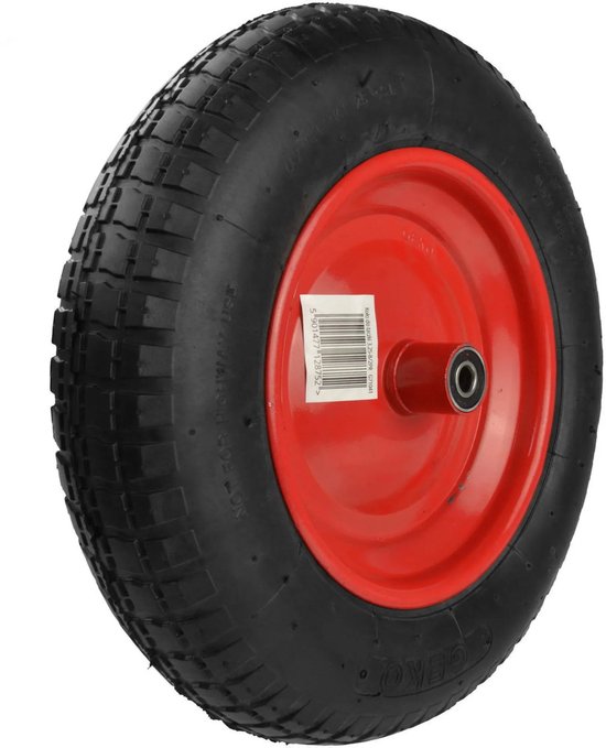 GEKO Rubberwiel voor kruiwagen - 3.25-8 - Duurzaam staal - Max. belasting 90 kg - Inclusief as van Geko