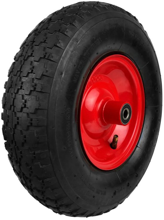 GEKO Rubberwiel voor kruiwagen - 90 kg draagkracht - 320 mm diameter - Met as inbegrepen van Geko