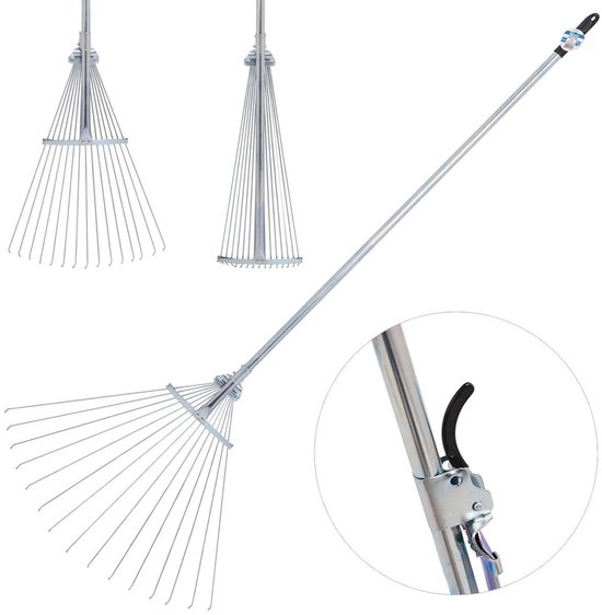 GEKO Verstelbare tuinhark - Carbon staal - 15 tanden - 19-66 cm verstelbaar