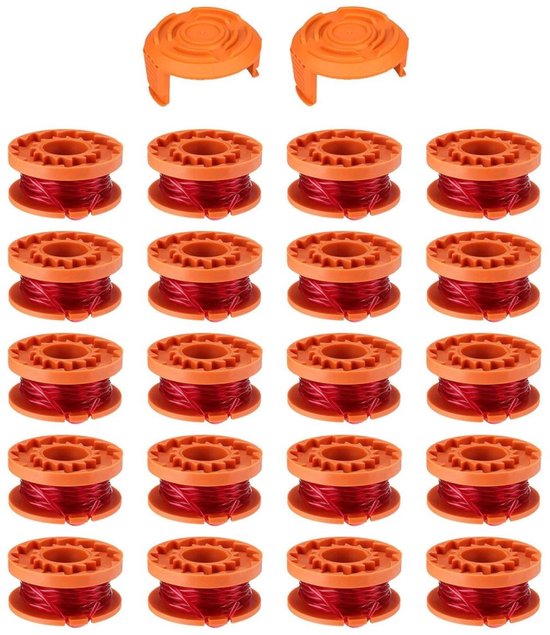 GELLDG 20 Stuks Rasentrimmerspulen - Vervangspolen voor Grasmaaier - Gemakkelijk Te Installeren met Efficiëntere Snijprestaties - Geschikt voor Worx Accu Rasentrimmer - Duurzaam Plastic Materiaal - 57x32mm