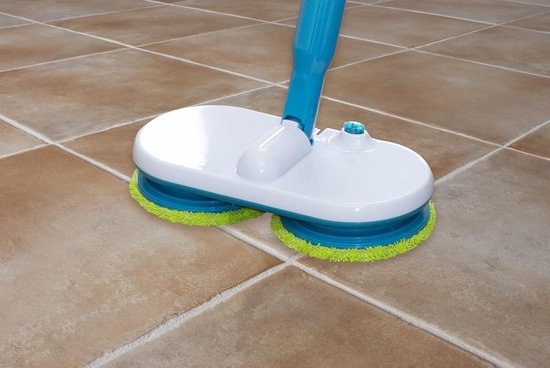 Gemotoriseerde Bezem - Draaibare Dweil - Vloeren Schoonmaken - Dubbele Kop Draait - 127x40x18cm - Blauw Wit Groen van Merkloos	