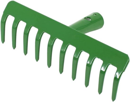 Gepoederde tuinhark 10 tanden 25 cm breed - roestvrij en duurzaam zonder steel van Merkloos	