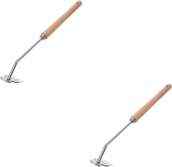 Gereedschap Set - Onkruidsteker Wiers - Tuin Onderhoud - Ergonomische Handgrepen - 2 Delig - Houtkleur
