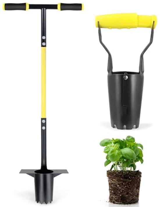 Gereedschapsset voor bollen planten - Tuintransplantator met lange steel en diepte-aanduiding - Voor het planten van bollen, zaailingen en bloemen van Bellota