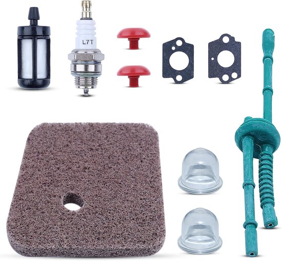 Geschikt voor 10-delige reserveonderdelenset voor de Stihl FS38 FS45 FS46 FS55 HL45 FC55 bosmaaier met [luchtfilter, primer, carburateur, pakking, bougie, brandstofleiding, brandstoffilter] voor 41401242800 van Merkloos	